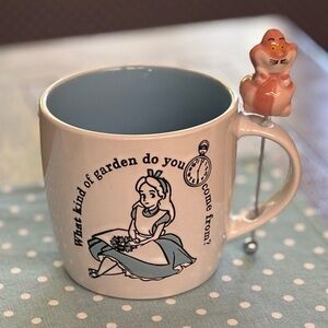 🆕 🩵 NEW Disney Alice in Wonderland by Disney mug & stirrer two piece set